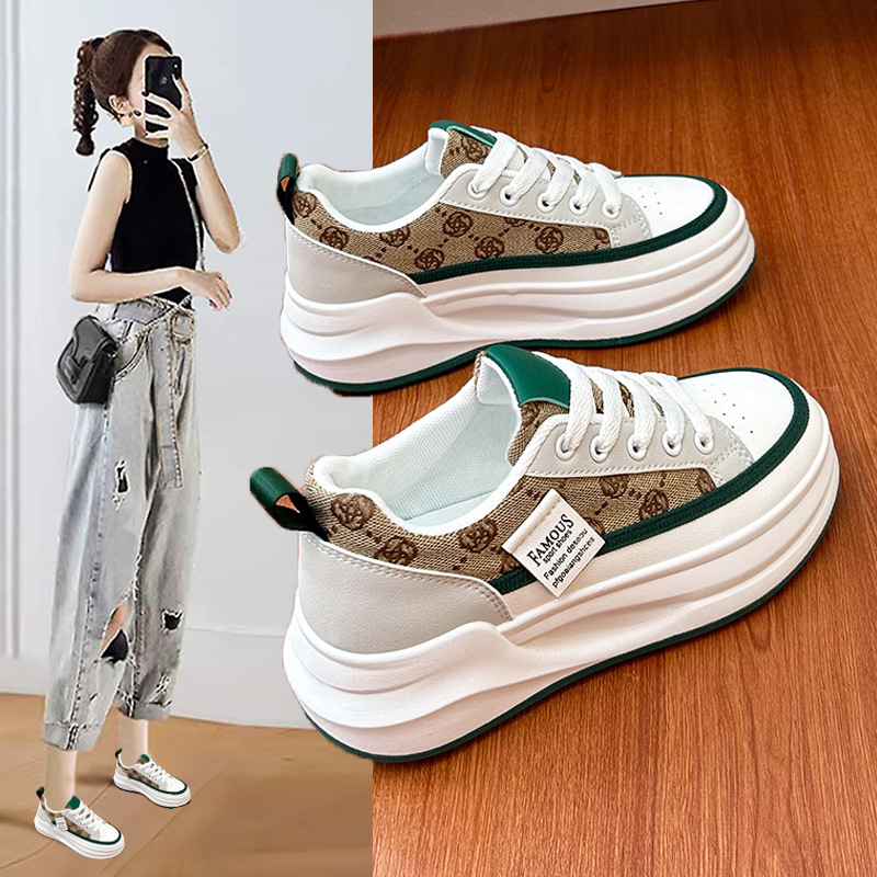 Women Casual Shoes Thick Sole Fashion Versatile Design Sense Korean Version Triple Grey Green Free shipping