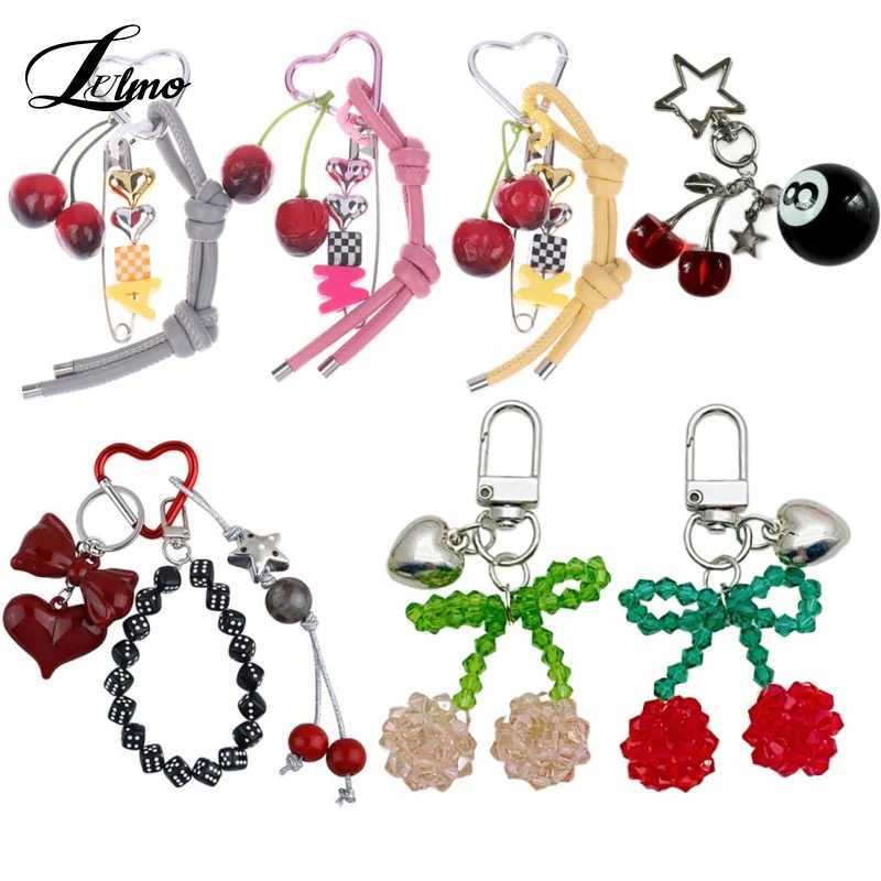 Keychains Lanyards Exquisite Cherry Fruit Bag Charm Key chain Red Keyring for Elegant Women Backpack Purse Pendant Jewelry Accessories Gift H250115