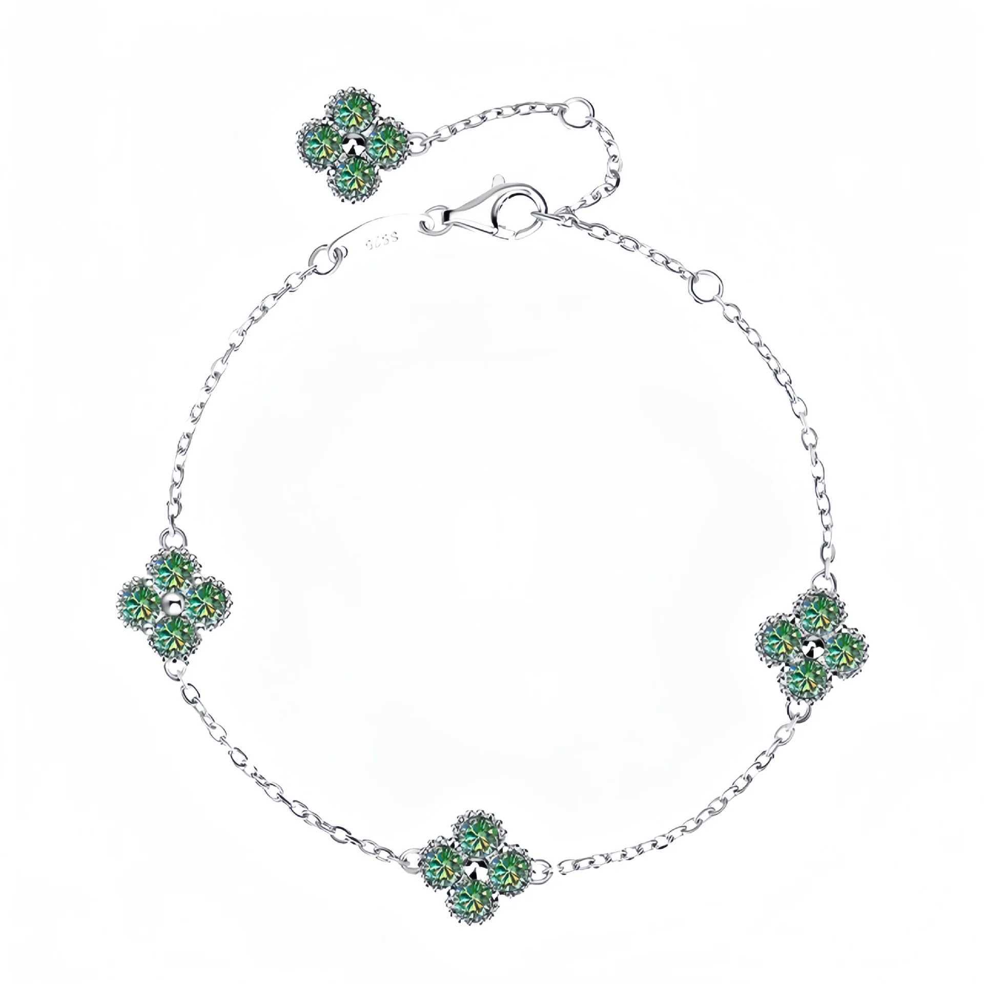 Bracelet Earrings Necklace JECIRCON 925 Sterling Silver Green Full Moissanite Jewelry Set Trendy for Women Wedding Party H250115
