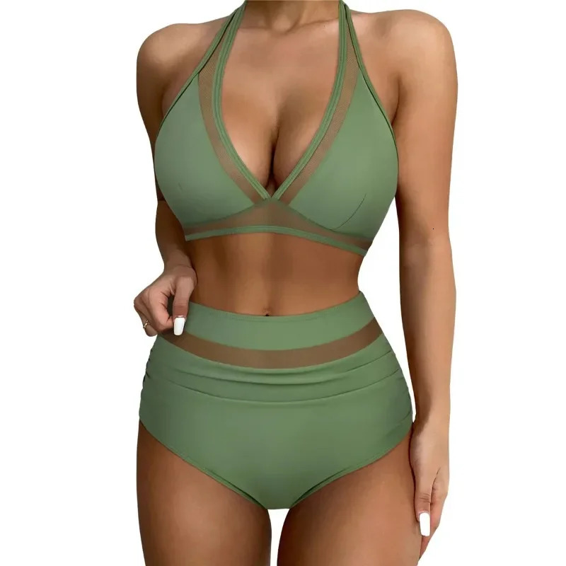 Push Up Bikini Red Halter Swimsuit Women High Waist Swimwear Female Bathing Swimming Swim Suit Print Bathers Beachwear Ladies250115