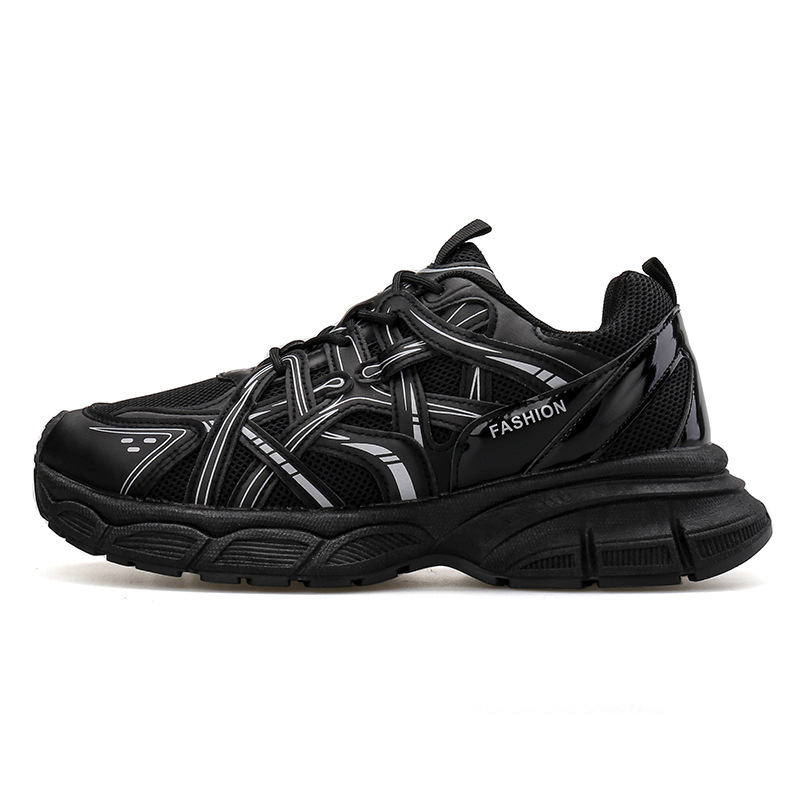 Men Sports Shoes Thick Sole Chunky Shoes Trendy Versatile Casual Style High-end Triple Black Silver Champagne Free shipping