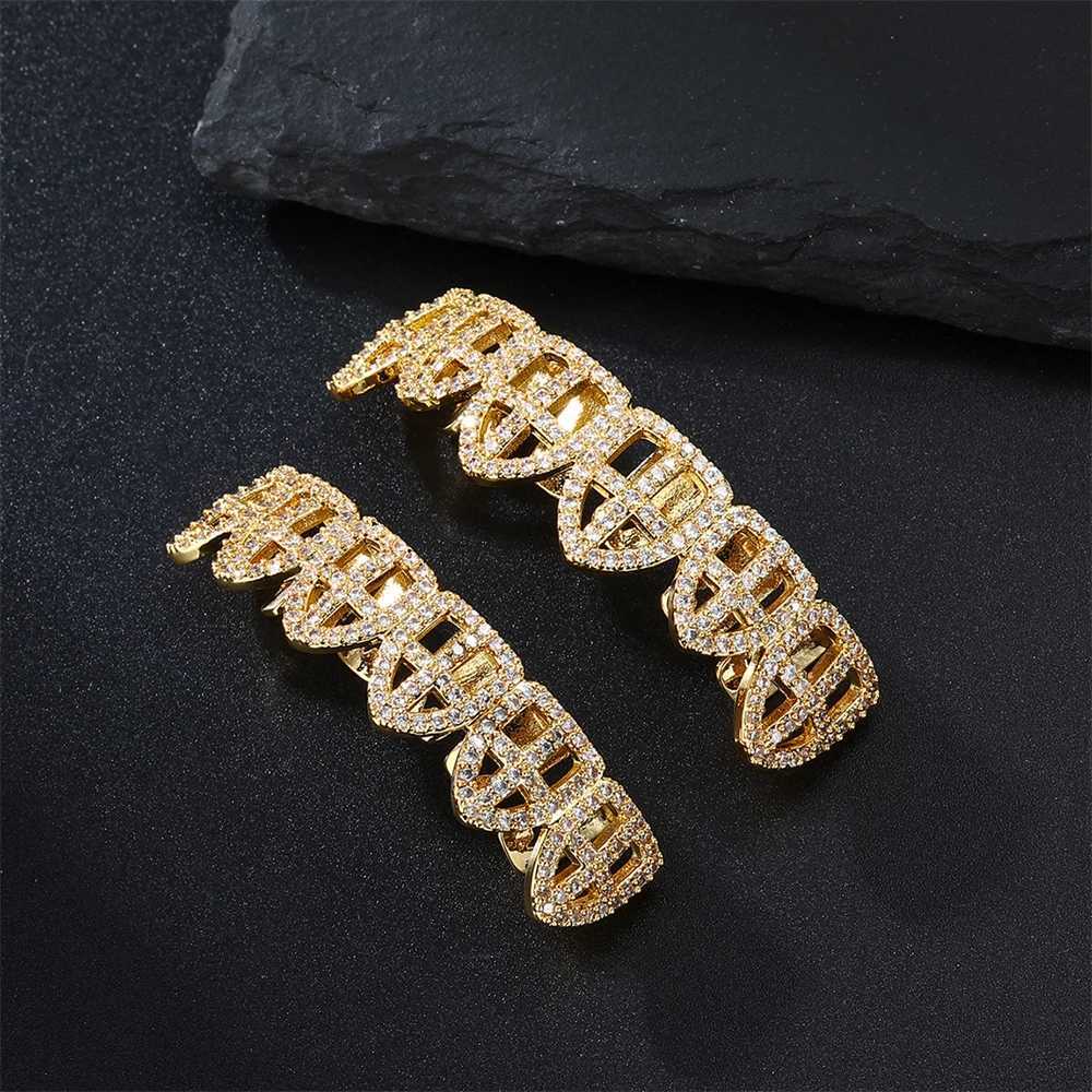 Hip Hop CZ Cross Teen Grillz Caps cubic zirconia ice out mini paving mens and womens jewelry Christmas gifts top and bottom charmXJ250412