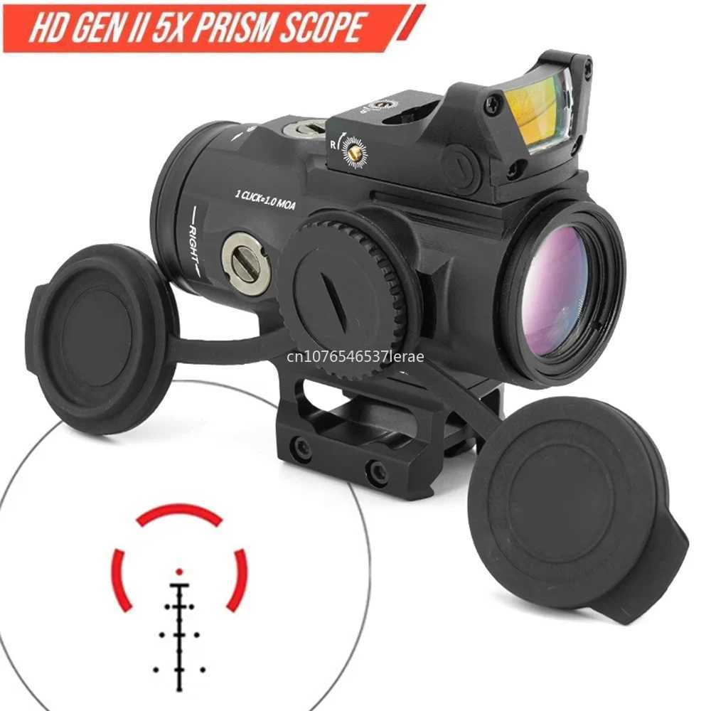 Tactical VT HD 3X 5X GEN II Prism Rifle Scope BDC4 Reticle With M 3 MOA Red Dot Sight Fit 20mm Rail Airsoft Hunting WargameW241014