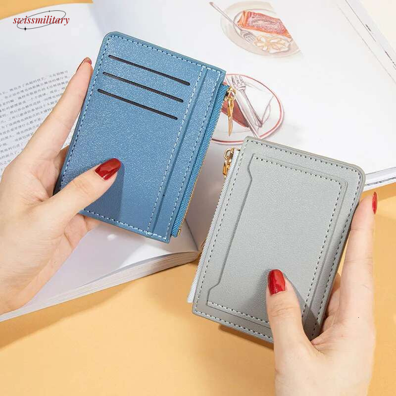 Ultra-Thin Women Men Credit ID Card Holder PU Leather Zipper Fashion Small Wallet Money Bag Case Coin Purse Clip Organizer swissmilitary