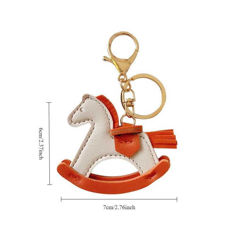 Keychains Lanyards Leather bag pendant rocking horse dragon fashion hanging decoration keychain DIY accessories H250115