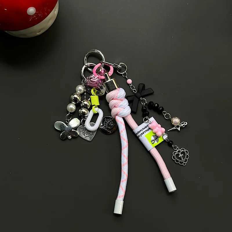 Keychains Lanyards Korean Ins Niche Mountaineering Rope Bike Keychain Bag Pendant Phone Case Headphone Hanging Accessories H250115