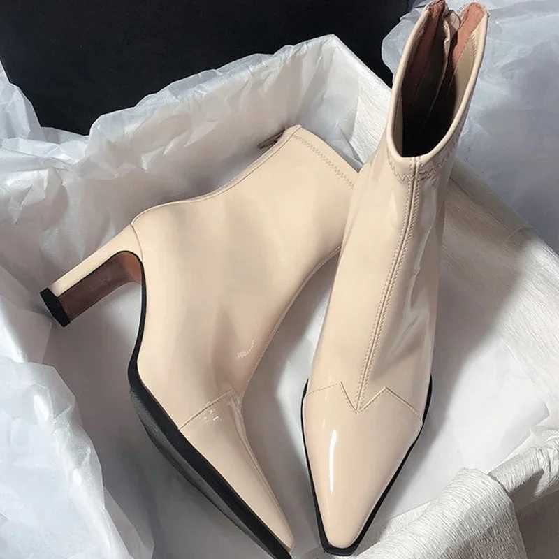 High Heels Women Snow Ankle Boots Sexy Pointed Toe Shoes Designer Leather Winter Chelsea Boots 2024 Trend Gladiator Lady ZapatosXJ250115