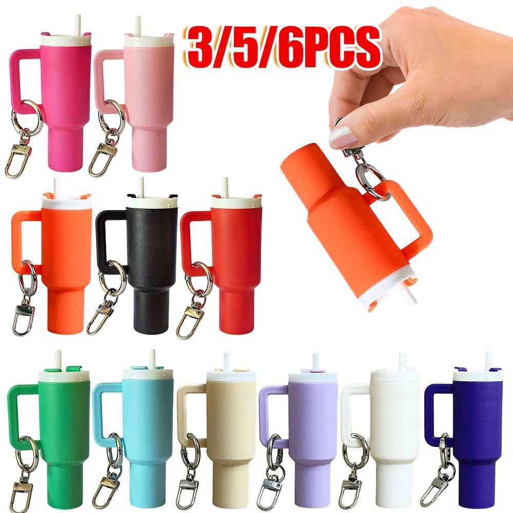Keychains Lanyards 3/5/6pcs Mini Tumbler Keychain Cup for School Bag Key Ring or Lip Balm Detachable H250115
