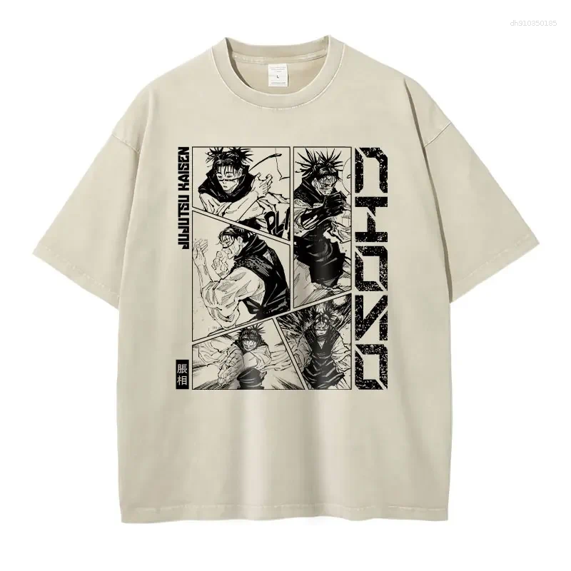 Men's T Shirts Anime J-Jujutsu K-Kaisen Vintage Washed CHOSO T-shirt Oversized Streetwear Fushiguro Toji Gojo Short Sleeve Tops Tees