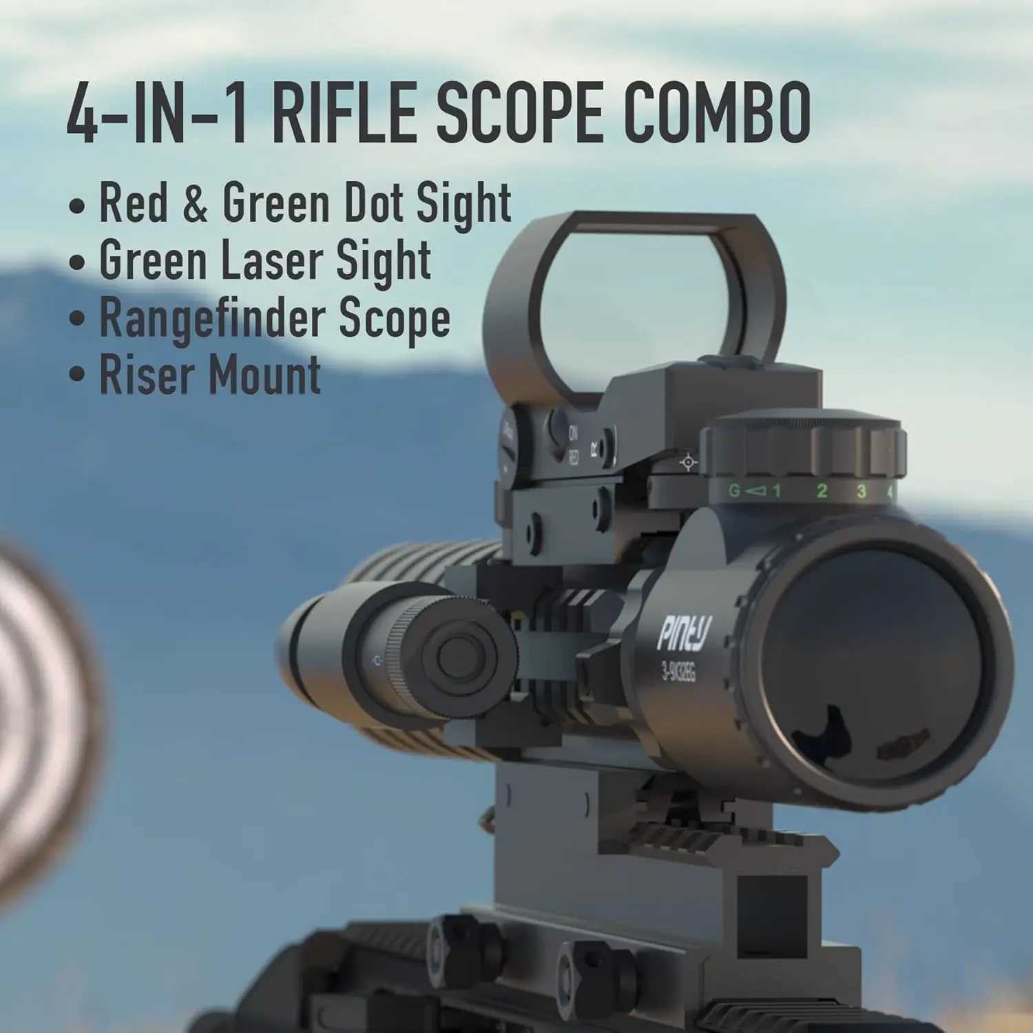 Rangefinder Scope Red Green Dot Sight Laser and 4 Slots RiserW241014