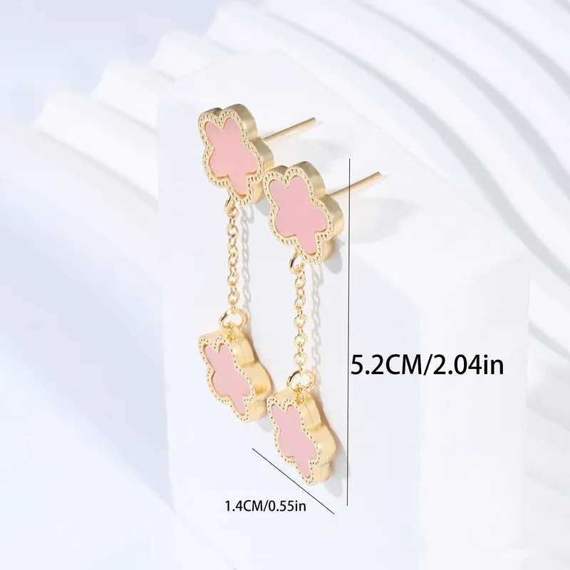 Stud New Simple Lucky Five-leaf Flower Fritillary Tassel Earrings for Women Fashionable Daily Accessory Party Jewelry Birthday Gifts H250115