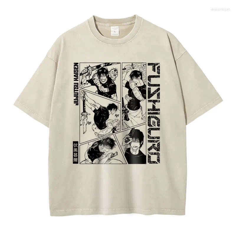 Men's T Shirts Anime J-Jujutsu K-Kaisen Vintage Washed CHOSO T-shirt Oversized Streetwear Fushiguro Toji Gojo Short Sleeve Tops Tees