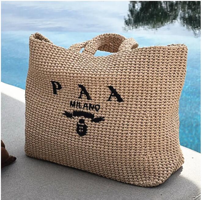 Summer Beach Raffias Womens Designer Shoulder Bag pink white Crochet tote bag luggage handbag weave Luxurys bags CrossBody men rattan Clutch