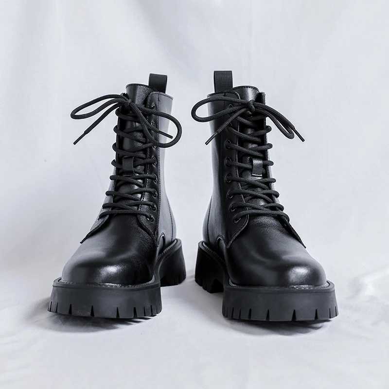 Italian Mens Classic High Top Boots 2024 Winter Designer Leather Boot Male Casual Black Platform Outdoor Ankle BootsXJ250115
