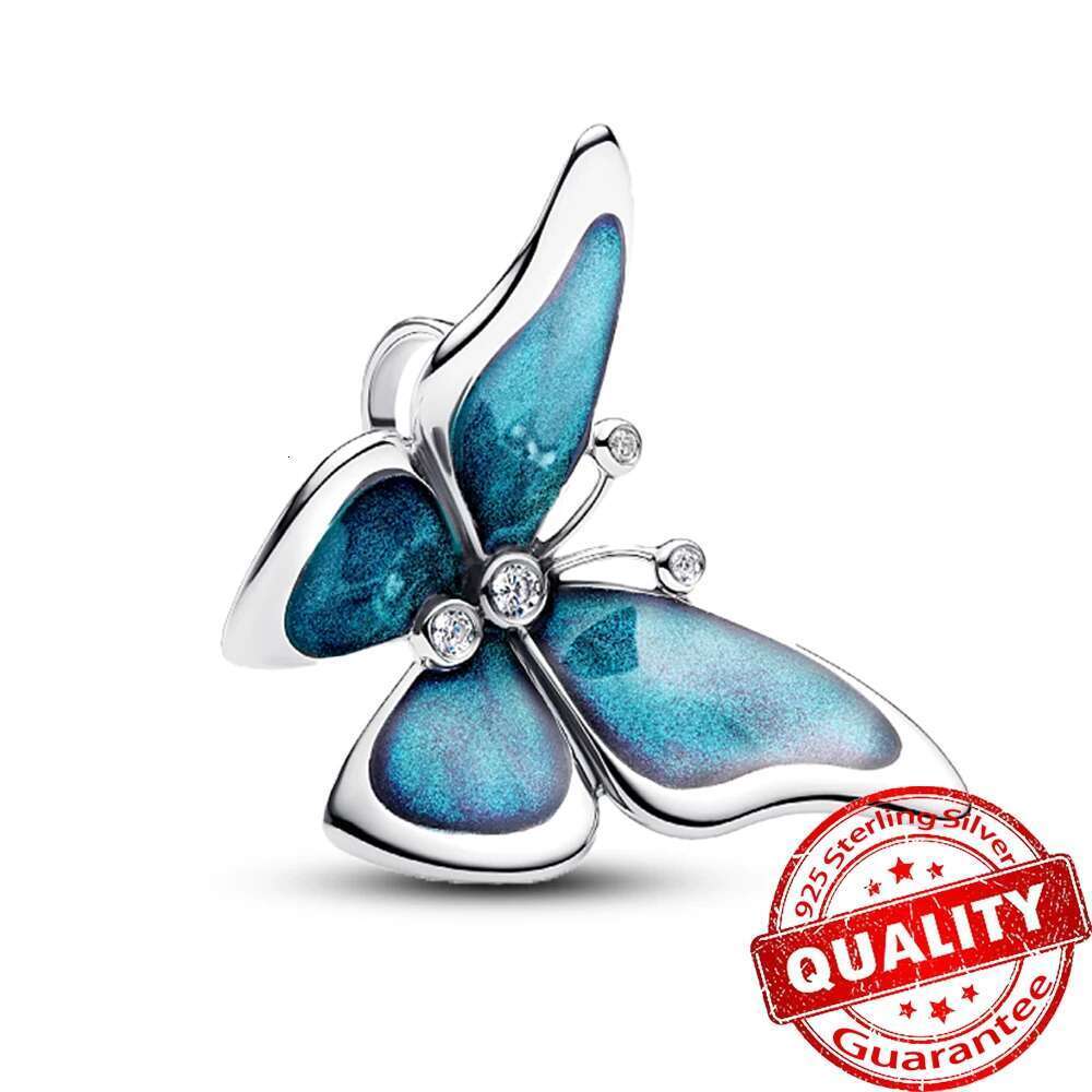 2025 New 925 Sterling Silver Gradient Heart red rose flower Blue Dragonfly Charm Fit beads Bracelet DIY Jewelry Accessories Beads