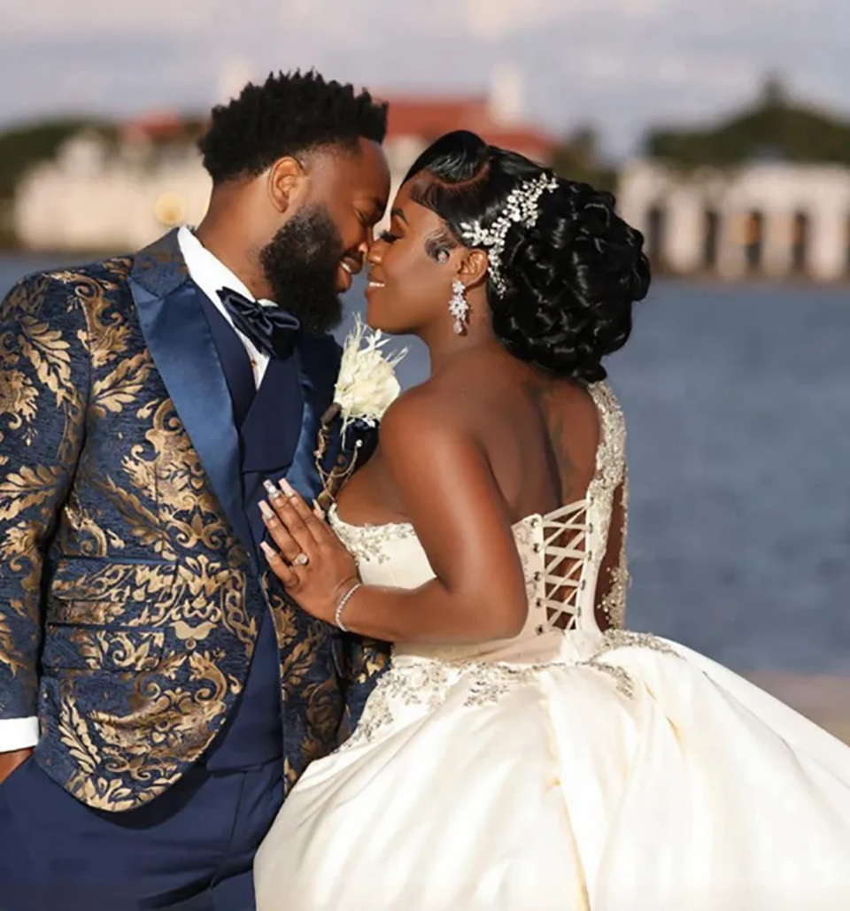 African Nigeria Wedding Dress for Bride Plus Size Bridal Gowns One Shoulder Long Sleeves Side Split Marriage Dress Black