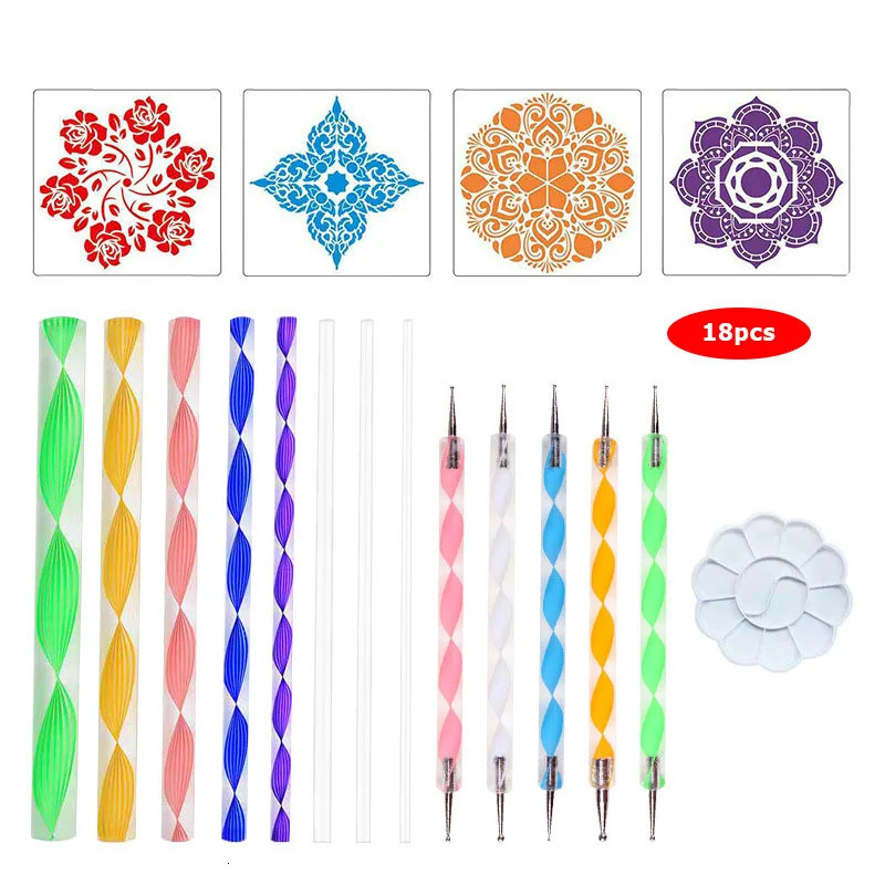 5335pcs DIY Stone Mandala Dotting Tools for Painting Rock Pen Embossing Starter Drawing Stencil Template Brush Tray Kit 250106