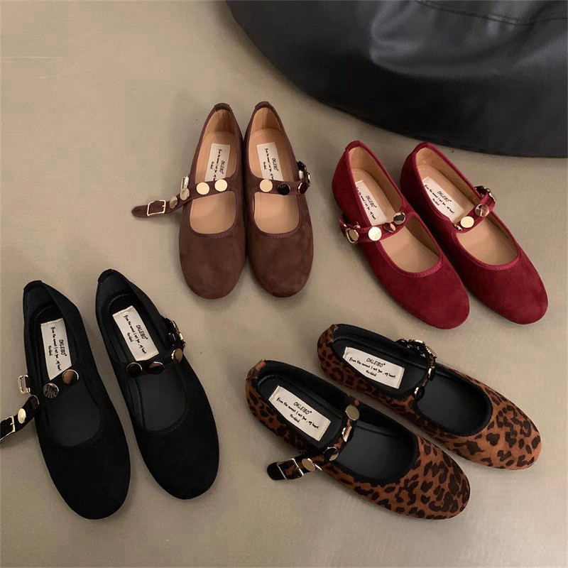 Autumn Women Round Toe Mary Jane Fashion Rivet Ladies Elegant Dress Shoes Soft Flat Heel Ballerinas Sh 241014