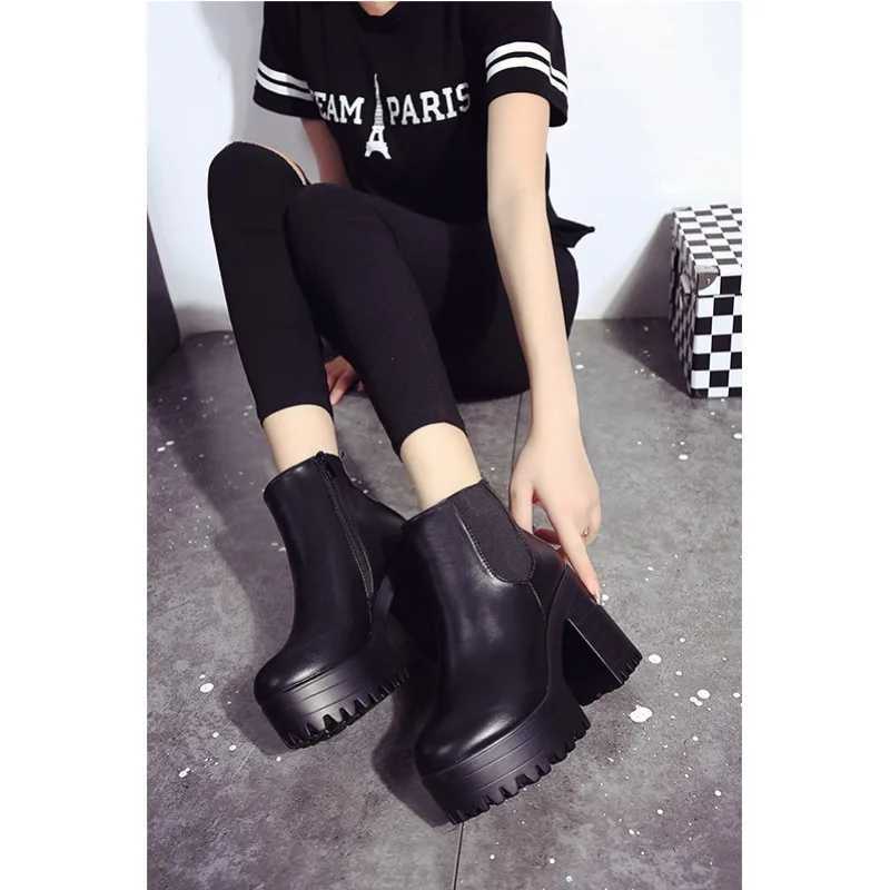 Designer New Zipper Platform Boots for Women Round Head High Heel Fi Soft Sole Casual Leather Autumn Winter Boots LadiesXJ250115
