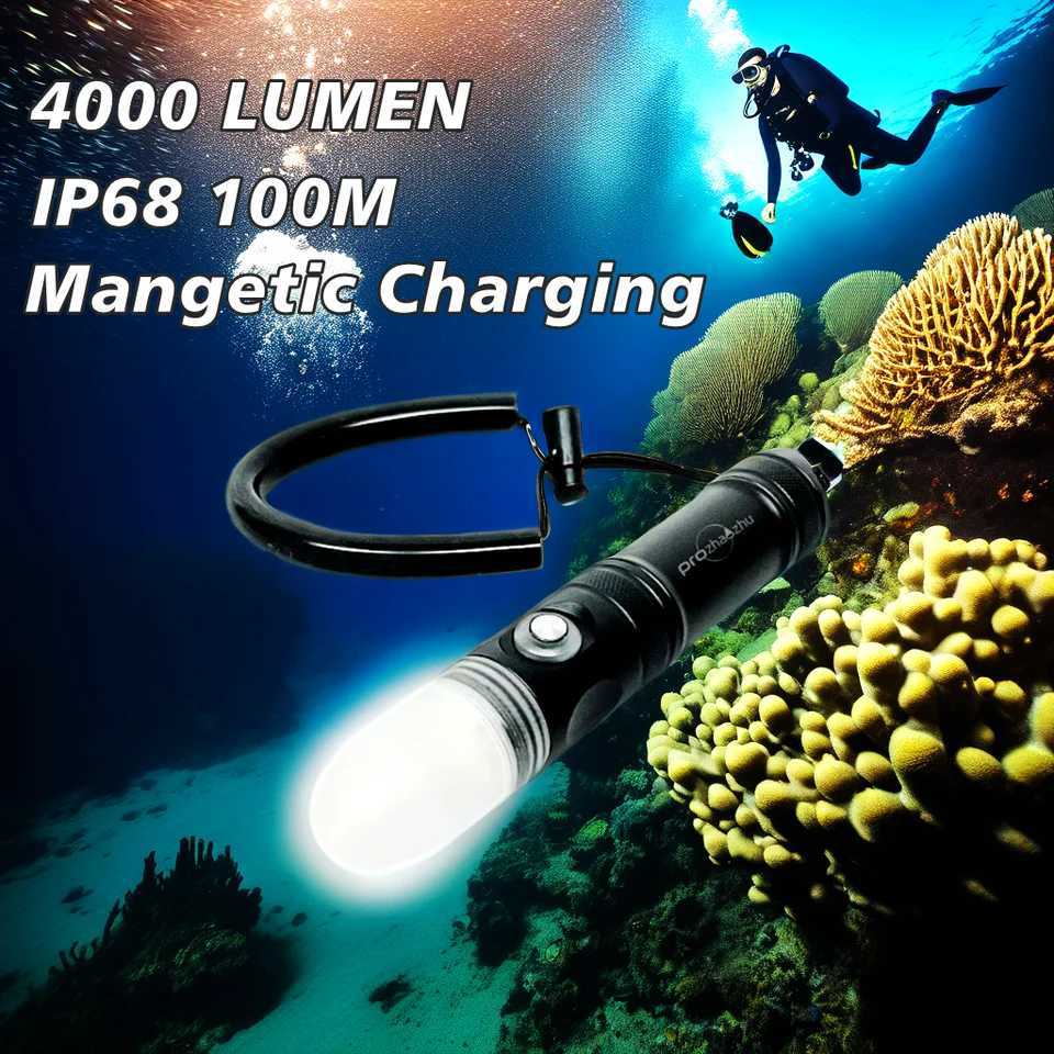 Scuba Diving Buddy Signal Light IP68 Underwater D Strobe Light Underwater 100M 4000 Lumen Rechargeab Diving LampXJ250114