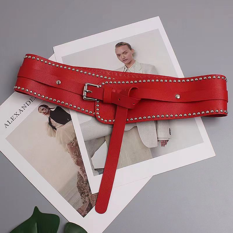 Wide Belt Women with Dresses Sub Shirt Waist Closing Decoration Purple Pink Red Girdle Seal Outer Fashion Hundred