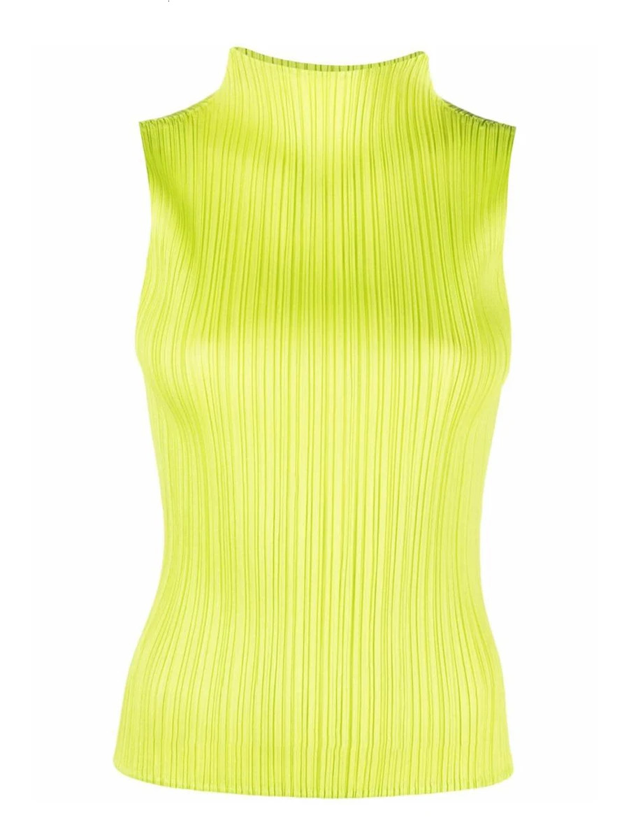 Pleats Please Miyake Pleated Womens Colorful Basics Sleeveless Tops 250109