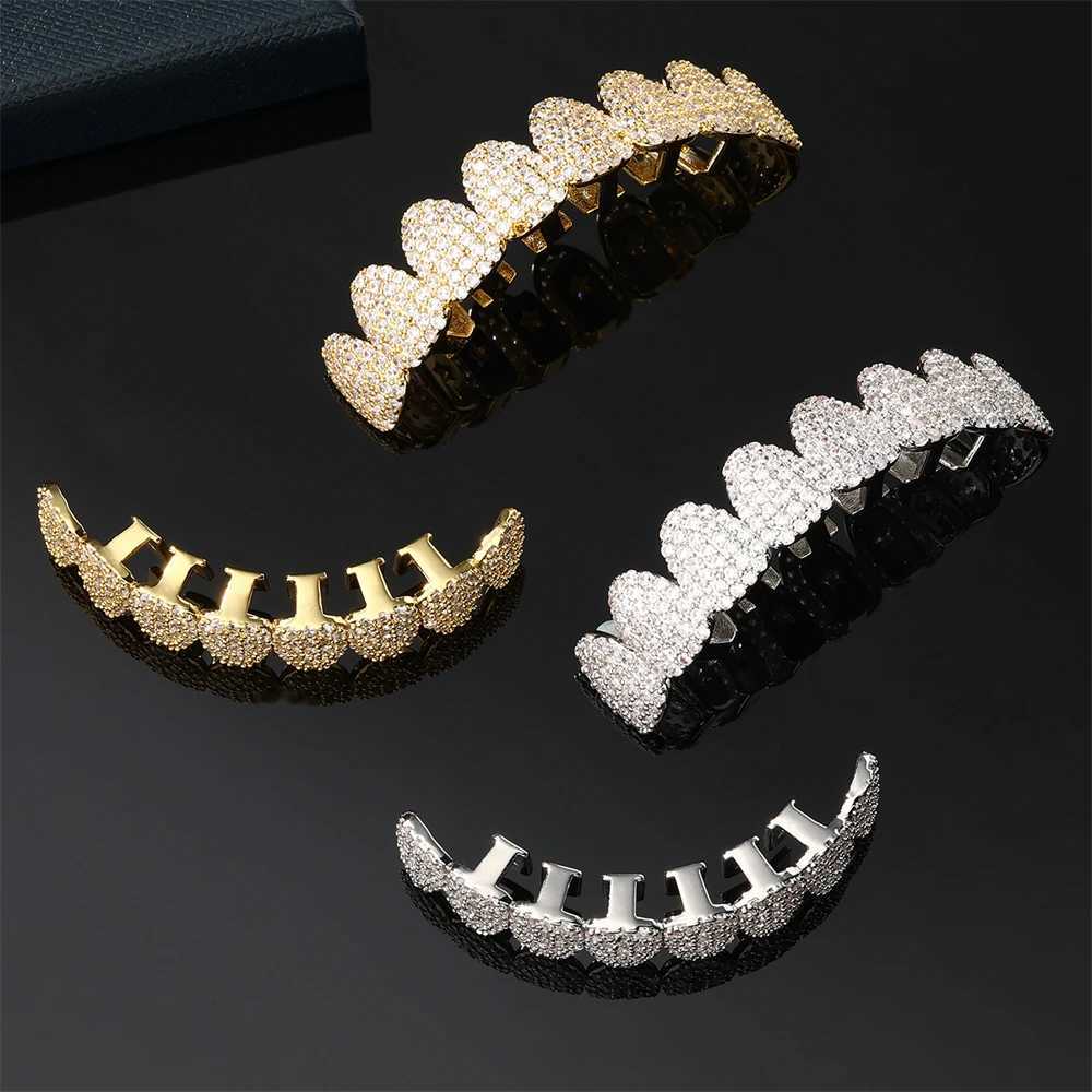 D Z Hip Pop Bling Cubic Zircon Teeth Grillz Set For Men Women Mouth Set Gold Silver Color Removable Dental Fashion JewelryXJ250114