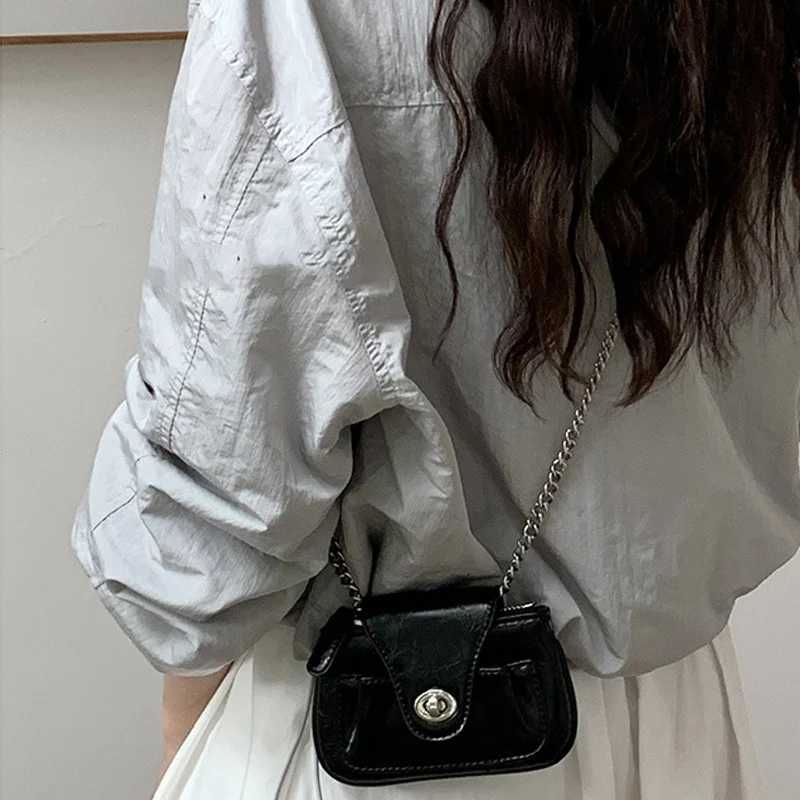Mini Lock Buckle Shoulder Bag Leather Crossbody Bags Women Lipstick Coin Purse Storage Pouch Handbag Metal Chain Messenger Bag Z250115