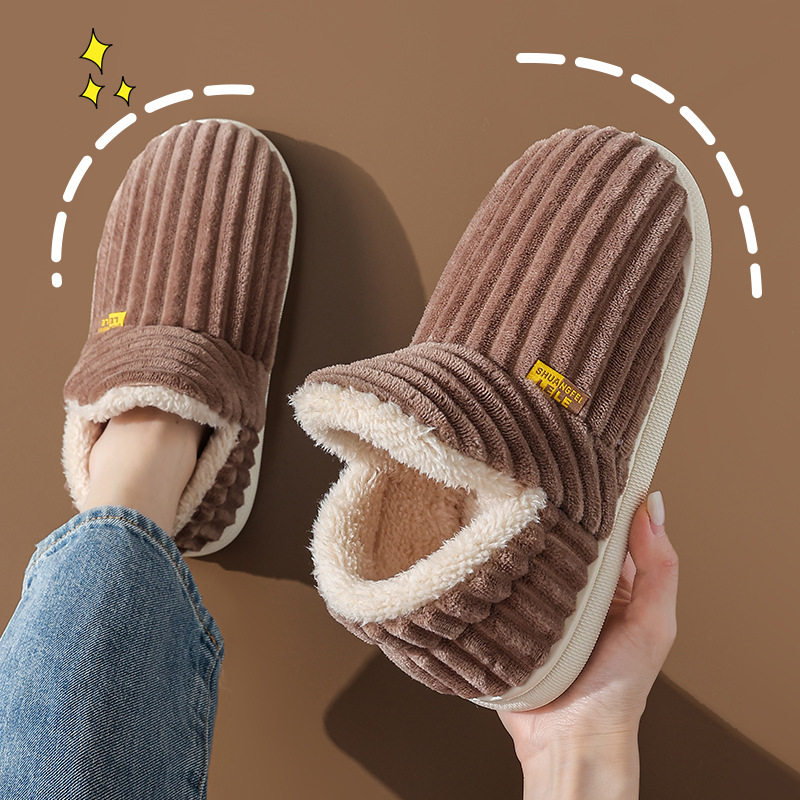 Autumn winter hot sale slippers female couple bag with hot warm non-slip indoor and outdoor wear cashmere cotton shoes