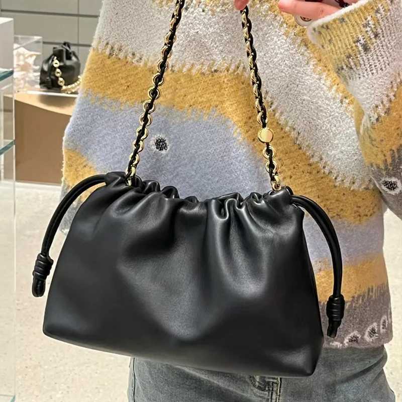 VIELINE New Womens Drawstring Cloud Bag Blessing Bag Hobos Bag Real Leather One Shoulder Crossbody Bag Casual Bucket Bag Z250516