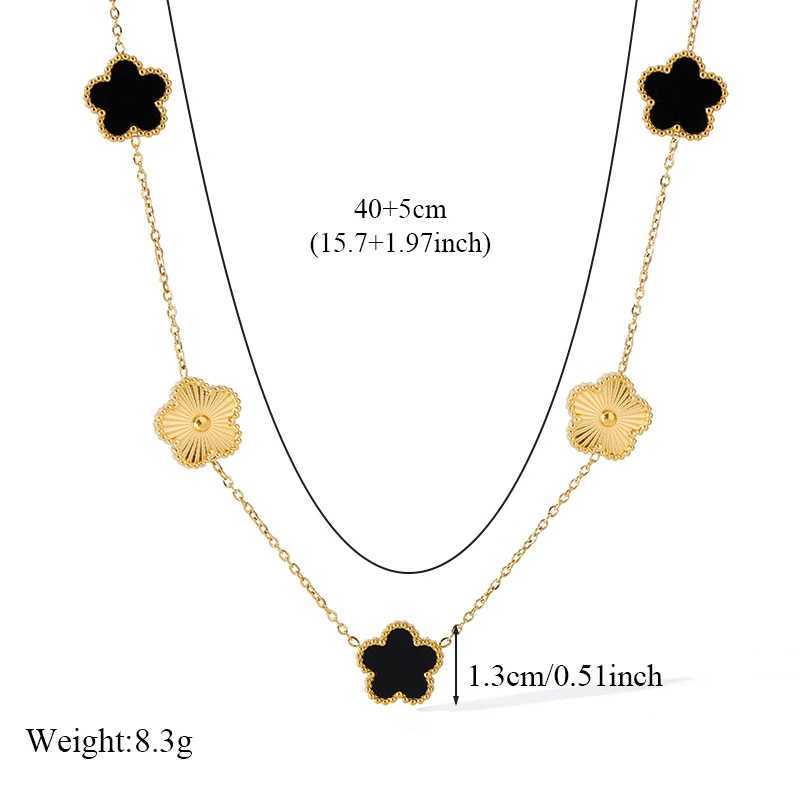 Pendant Necklaces EILIECK 316L Stainless Steel 4-Color Five Leaf CloverPendant Necklace For Women Fashion Two-Sided Neck Chain Jewelry Party Gift H250