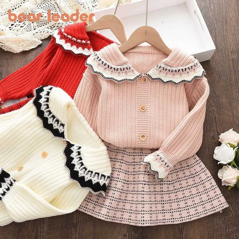 Bear Leader Girls Suits Winter Lace Collar Solid Color Longsleeved Sweater Halflength Pleated Skirt 2piece Sets 26 Years Old L250926IOK1