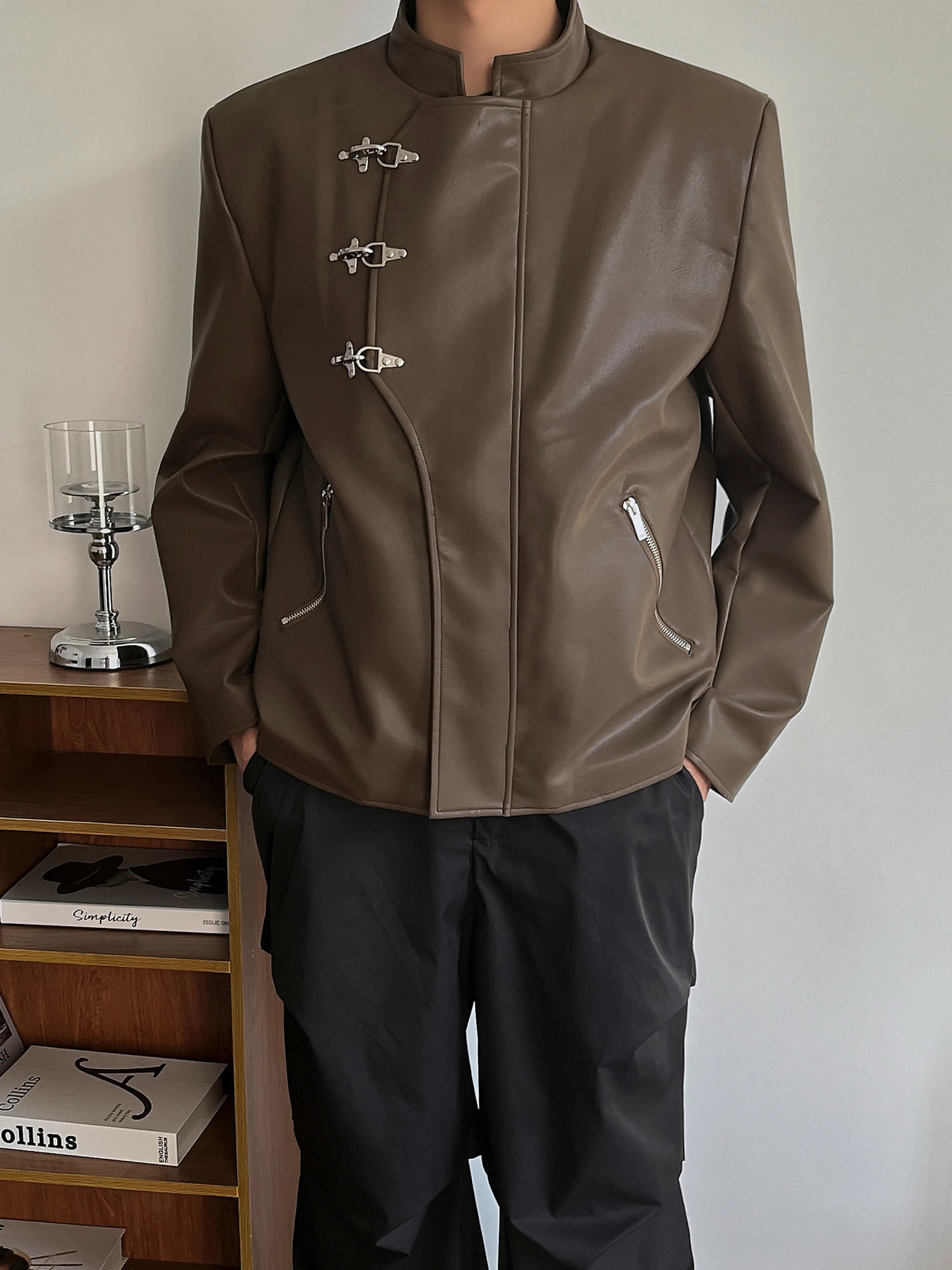 Highend trend mens Personality leather Cotton liner Mens Trendy Korean Blazer Original Stylish High Quality jacket 250109