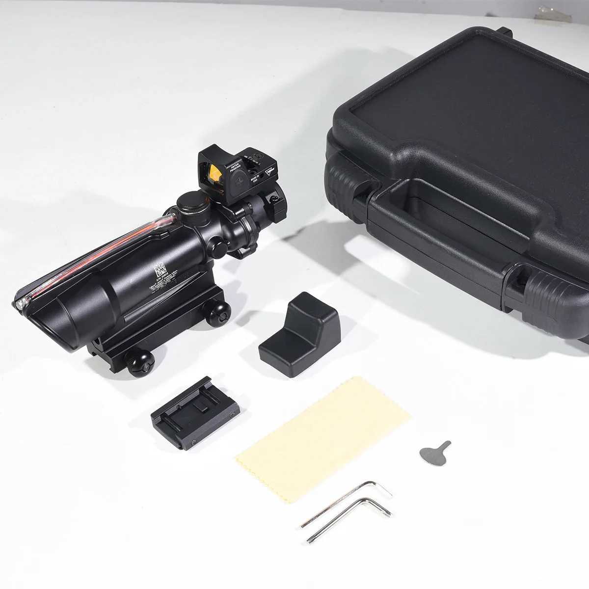 5x35 Tactical Red Real Fiber Optics Illuminated Chevron Glass Etched Reticle Optical Hunting Scope with Mini Red Dot Combo SightW241014