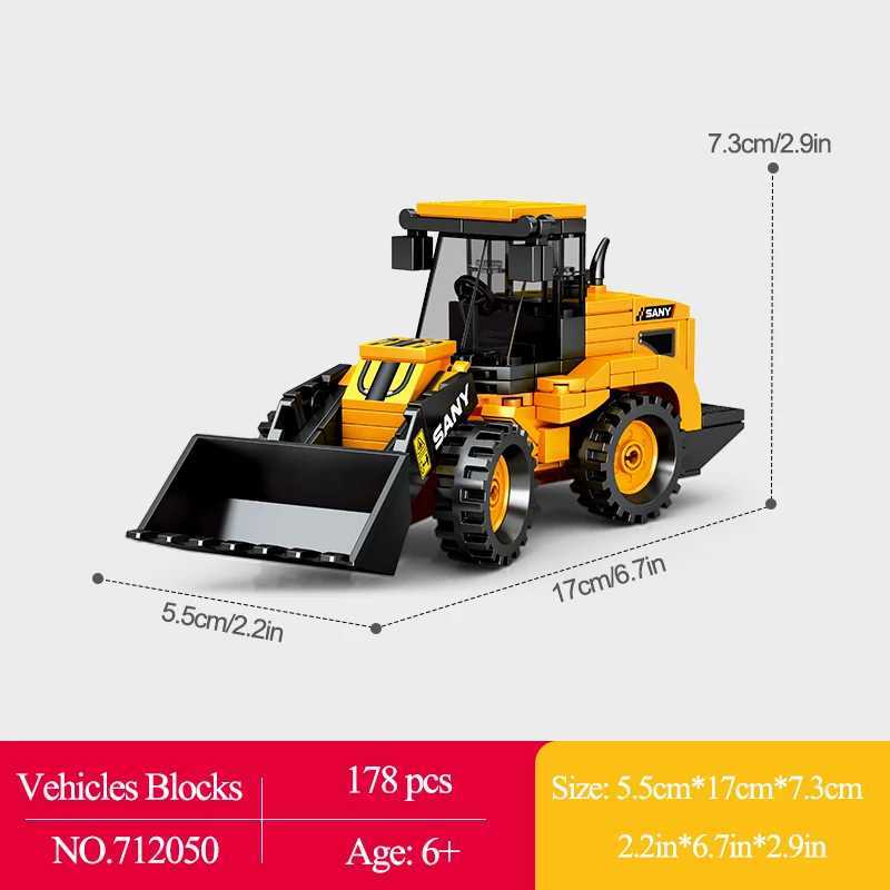 Free shipping 4 Sles On Engineering Vehicles Building Blocks Wheel Loader Excavator Crane Construction Model Mini Bricks Toys For Kids