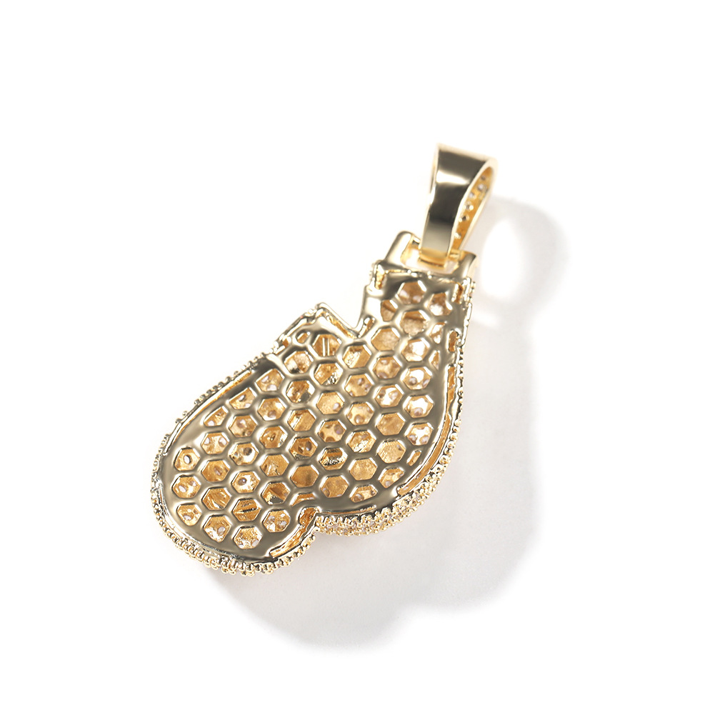 Fashion Charm Men Necklace Boxing Gloves Pendant Necklace 5A Zircon 18K Real Gold Plated Jewelry