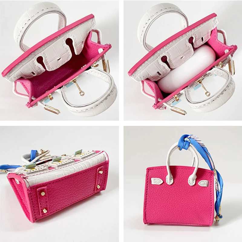 Keychains Lanyards Shopping Bags Mini Platinum Bag Small House Window Car Key Decoration Earphone Coin Purse Bluetooth H250115