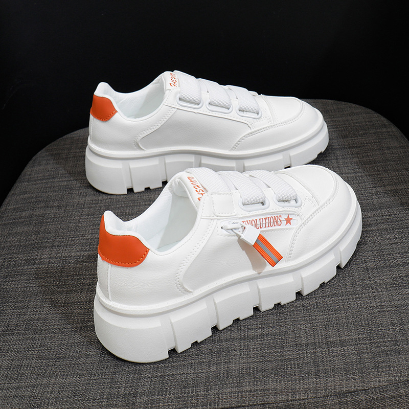 Women Casual Shoes Fashion Thick Sole Spring Korean Versatile Simple Design Versatile Triple Black Orange Free shipping