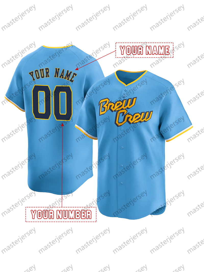 24 CONTRERAS Baseball Jersey 22 YELICH Chourio Yount Frelick Adames Hoskins Custom Sweatshirt - Embroidered Baseball Jerseys Mens Womens Youth