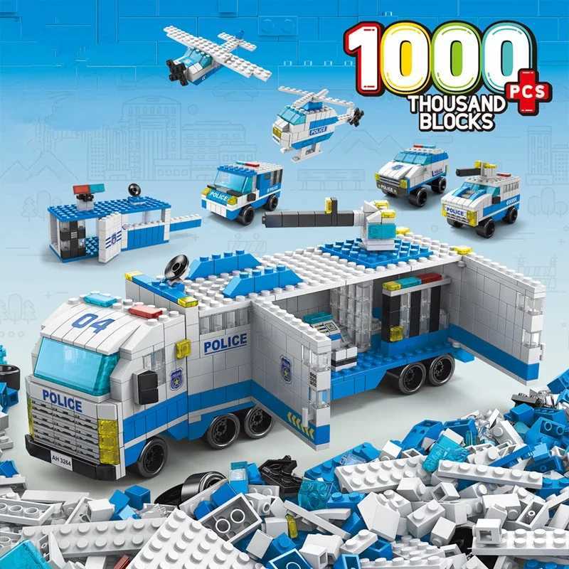 6in1 In Police Car Fire Engineering Engine Mini Loader Truck Classic Model Building Blocks Sets Bricks Toy Christmas Gift W250115