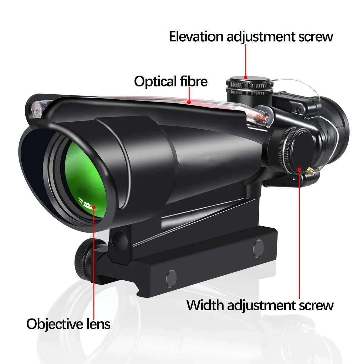 5x35 Tactical Red Real Fiber Optics Illuminated Chevron Glass Etched Reticle Optical Hunting Scope with Mini Red Dot Combo SightW241014
