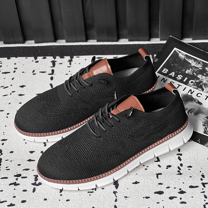 Men Sports Shoes Fashion Mesh Breathable Plus Size Soft Running Versatile Triple Black White Coffee Free shipping