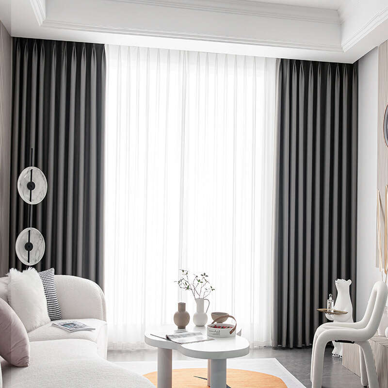 0131 Full blackout curtains for bedroom 2024 new hook style bay window insulation, protection, light blocking, sun shading cloth black Curtain