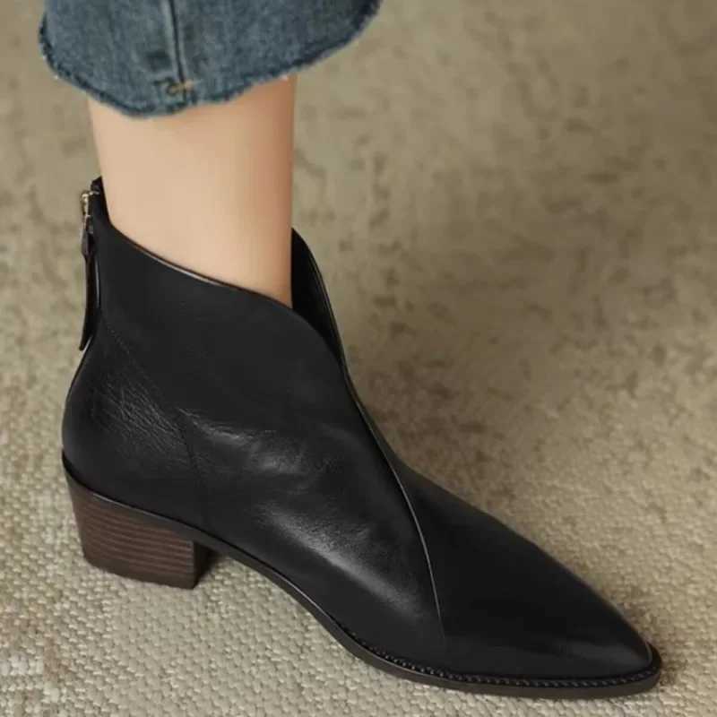 2024 High Quality Womens Shoes Ankle Womens Boots Fi Back Zip Office and Career Sexy Pointed Toe Shoes for Women ZapatosXJ250115