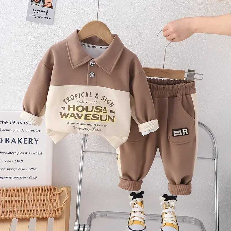 Clothing Sets Baby Boy Boutique Clothing Toddler Sets 2024 Patchwork Letter Long Sleeve T-shirts and Pants Tracksuits for Kids Boys Outfits Y241129DW7