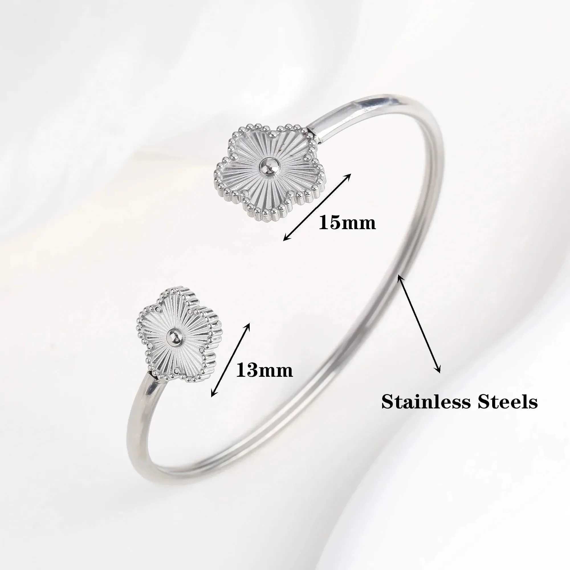 Bangle 316L Stainless steel five-leaf flower 18k gold-plated bracelet Personality charm plant Fashion Jewelry Women Girls Gift Clover H250115