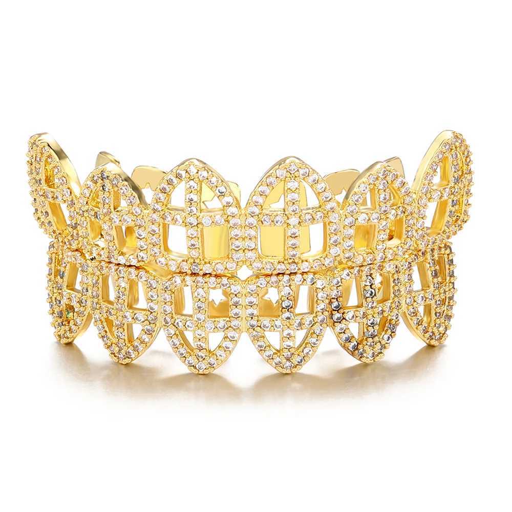 Hip Hop CZ Cross Teen Grillz Caps cubic zirconia ice out mini paving mens and womens jewelry Christmas gifts top and bottom charmXJ250412