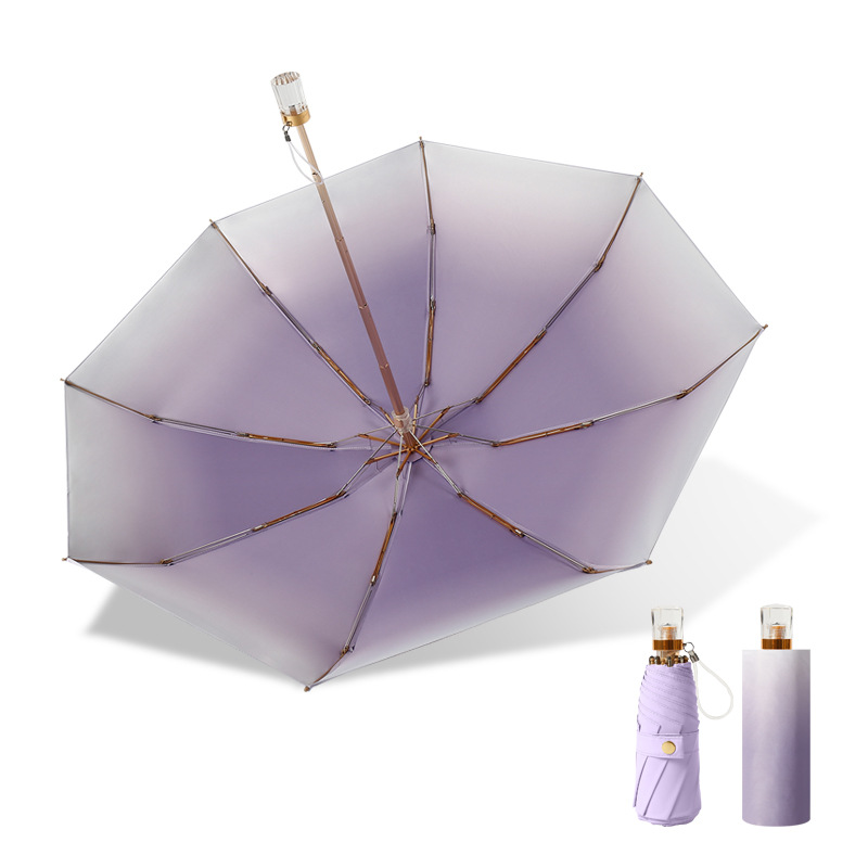 Stylish Folding Five-Fold Gradient Pattern Sun & Rain Umbrella with Strong UV Blocking Features