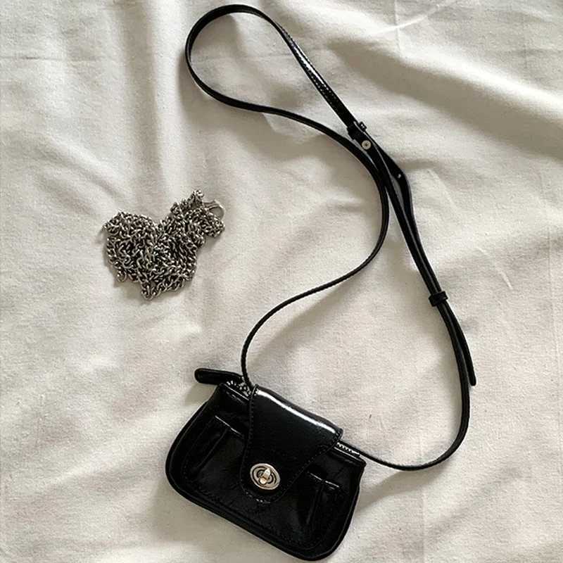 Mini Lock Buckle Shoulder Bag Leather Crossbody Bags Women Lipstick Coin Purse Storage Pouch Handbag Metal Chain Messenger Bag Z250115