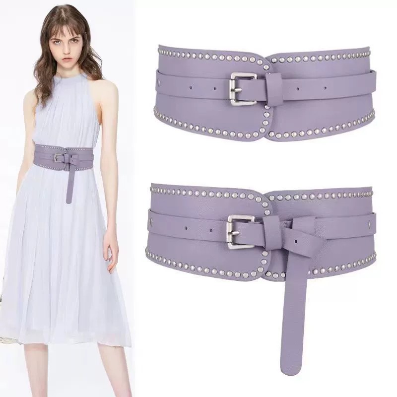 Wide Belt Women with Dresses Sub Shirt Waist Closing Decoration Purple Pink Red Girdle Seal Outer Fashion Hundred